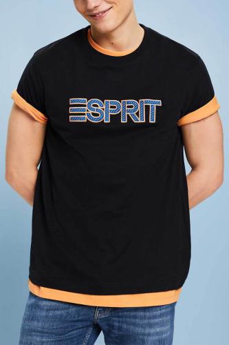 Esprit ανδρικό T-shirt με contrast logo print Relaxed Fit - 103EE2K310 Μαύρο M